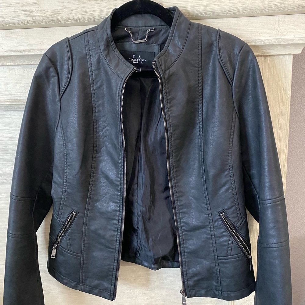 Charcoal grey leather jacket